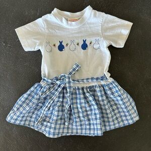 Sweet Potatoes White and Blue Bunny Dress for Kids
